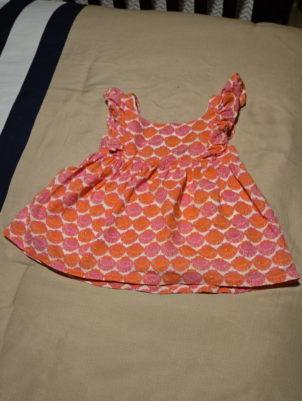 Tommy Bahama Girls Ruffled Orange & Pink Printed Tank Top Size 3T